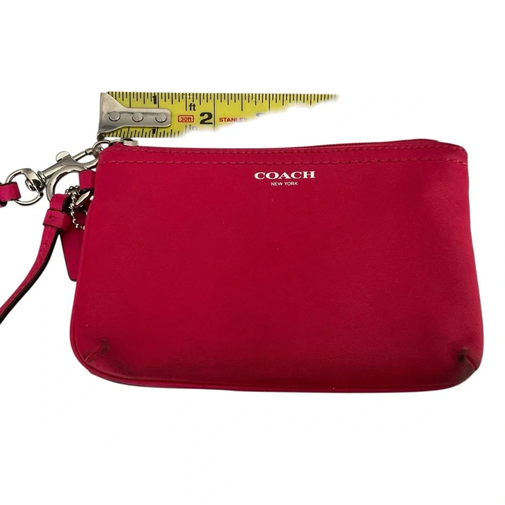 Coach Women's Vibrant Pink Wristlet silver hardware 6x4